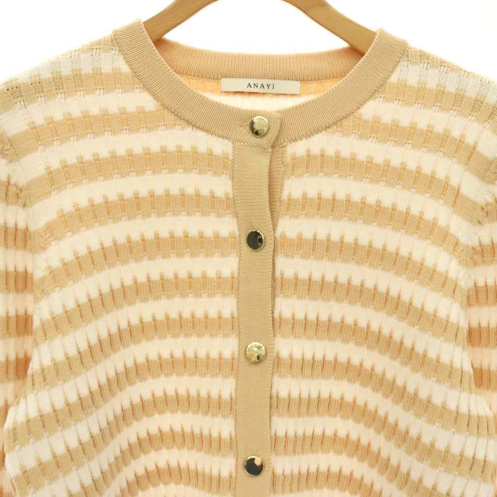 アナイ ANAYI 24SS ニットカーディガン 長袖 リブ 38 白 ベージュ /NR