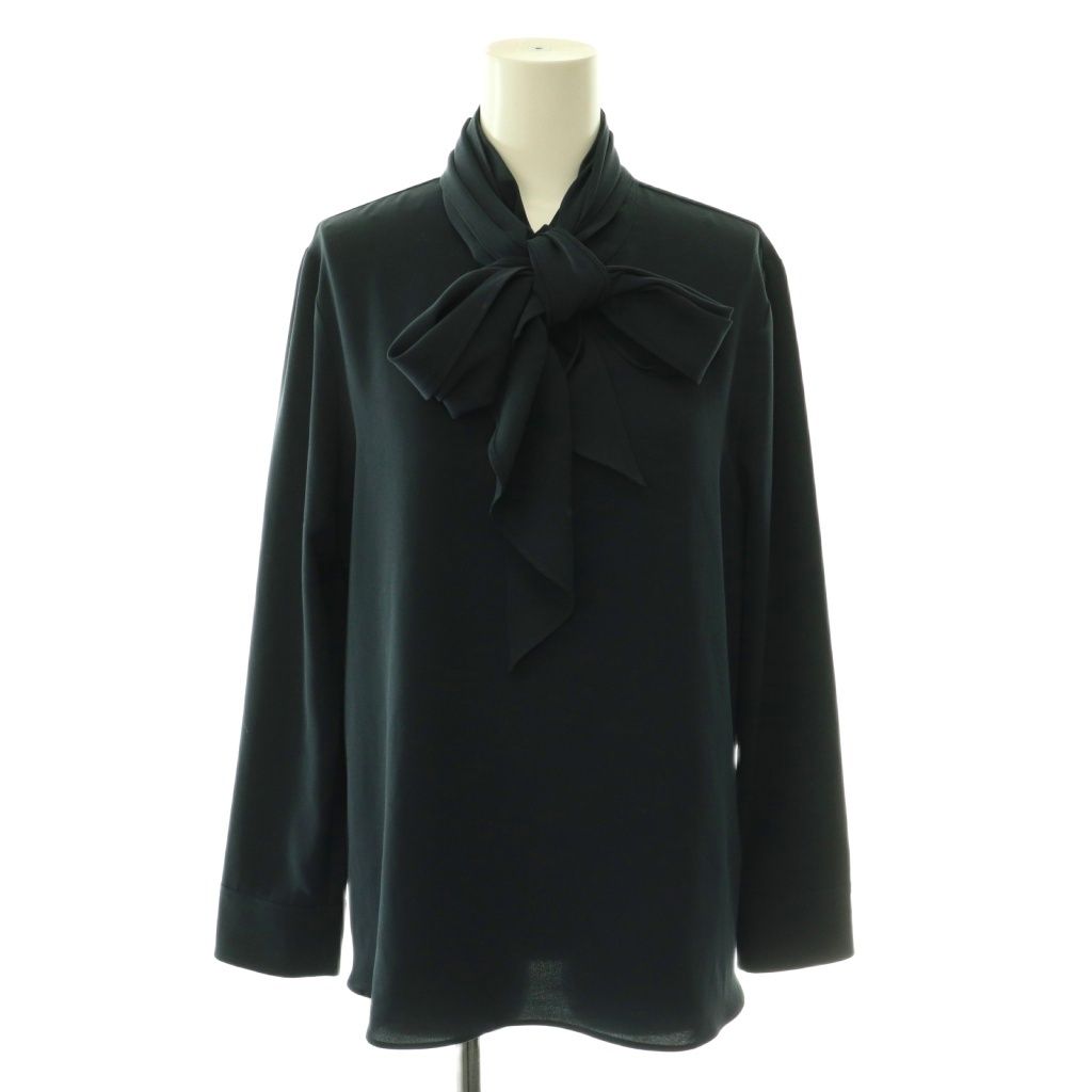 セオリーリュクス theory luxe HEAVY PEARL BOTI ボウタイブラウス 長袖 プルオーバー 38 ネイビー /DO ■OS