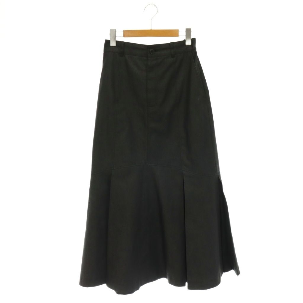 アドーア ADORE 25SS ポリデニムストレッチスカート Aライン 裾プリーツ 38 チャコール /CX ■OS