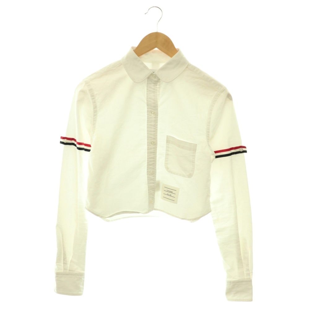 トムブラウン THOM BROWNE クラシック クロップド ラウンドカラーシャツ 長袖 40 ホワイト /HK ■OS ■SH