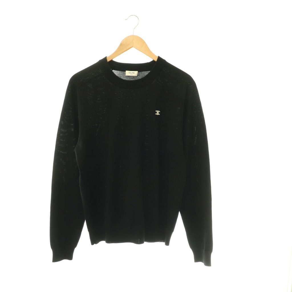 セリーヌ CELINE トリオンフクルーネックセーター ニット 長袖 ウール S ブラック 2AH80322U.38NO /DO ■OS ■SH