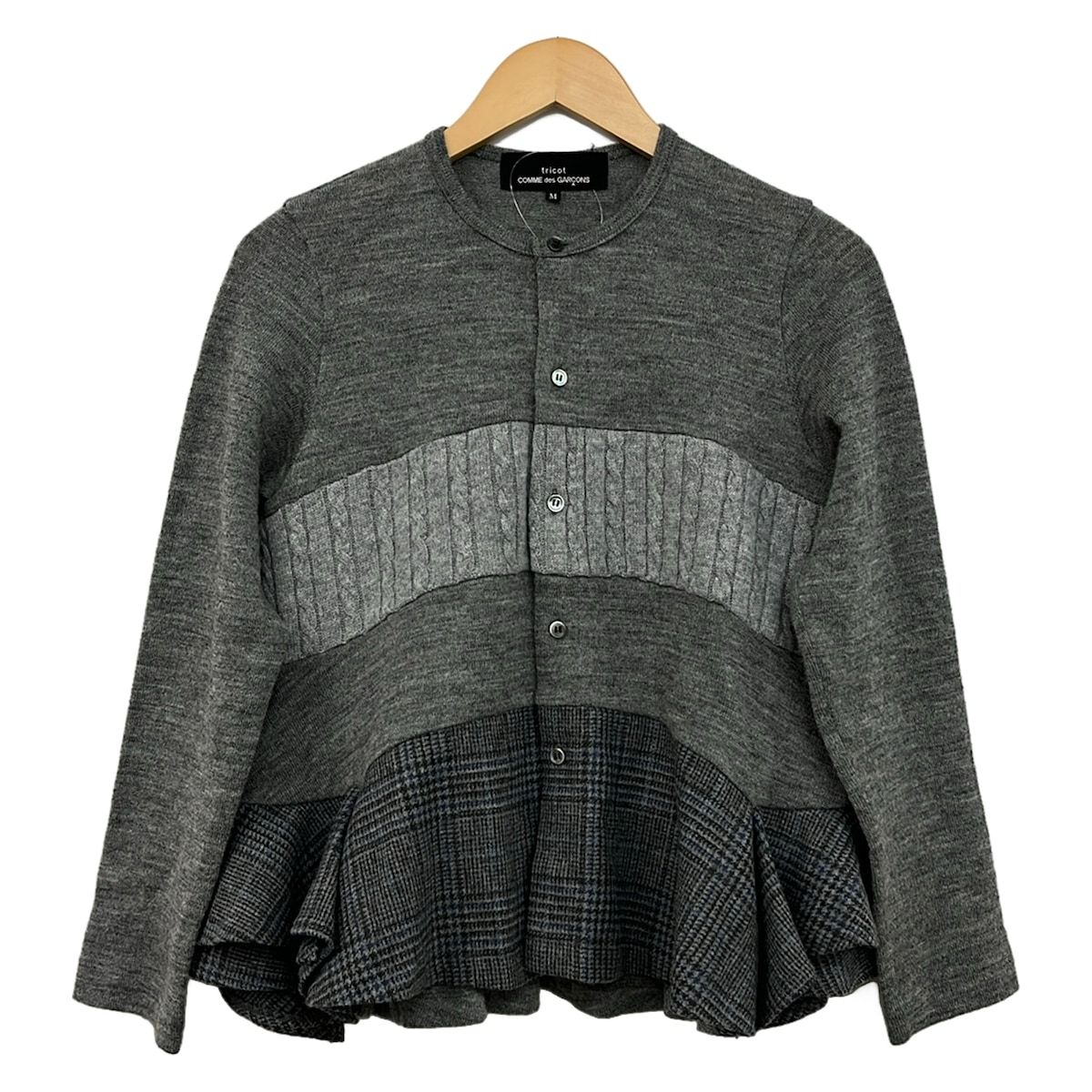 tricot COMMEdesGARCONS(トリココムデギャルソン) カーディガン サイズM レディース - グレー×ライトグレー×黒 長袖/千鳥格子柄