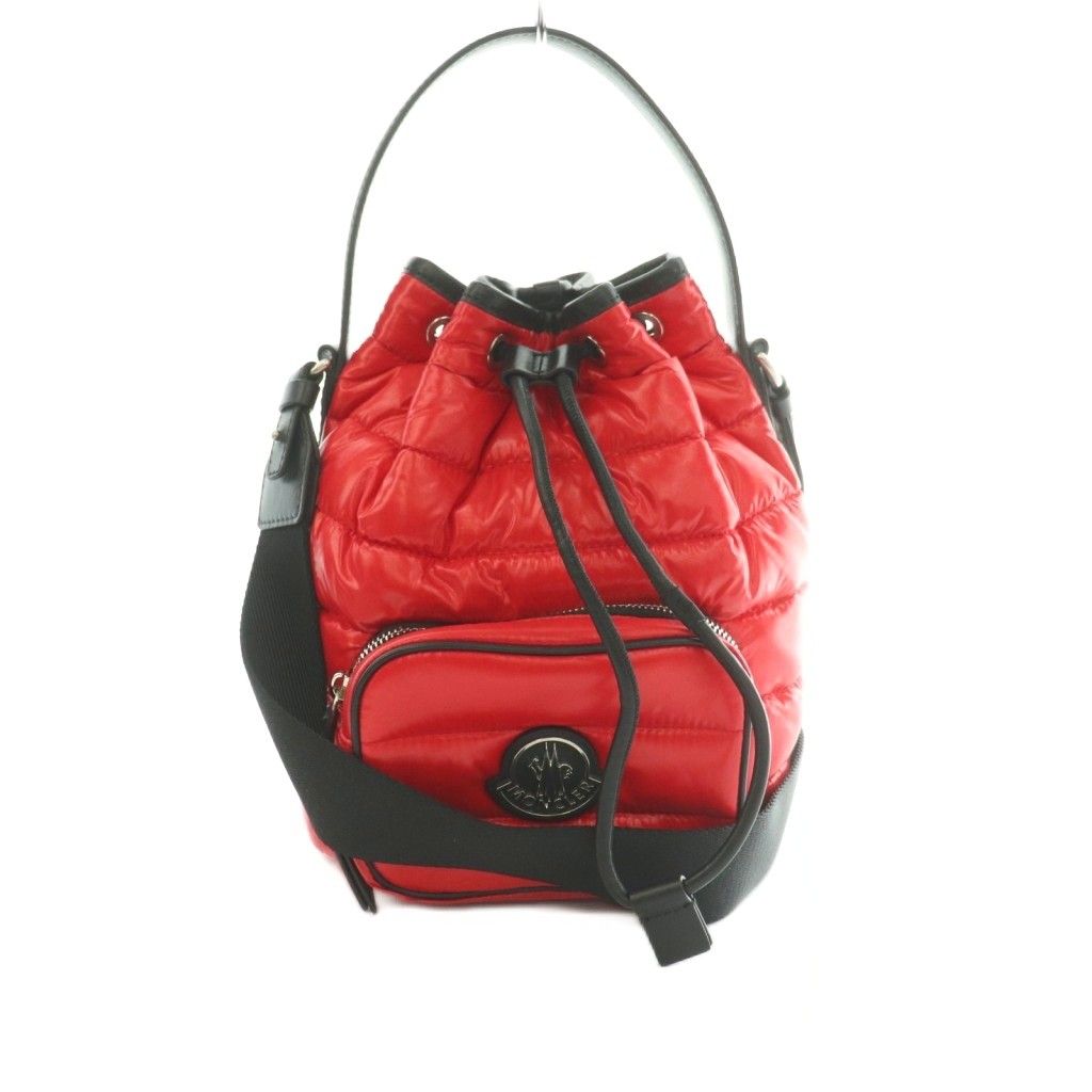 モンクレール MONCLER KILIA DRAWSTRING 2WAY ショルダーバッグ ハンドバッグ ナイロン キルティング 赤 レッド 黒 ブラック I209B5L00014 M2176 /MI ■OS