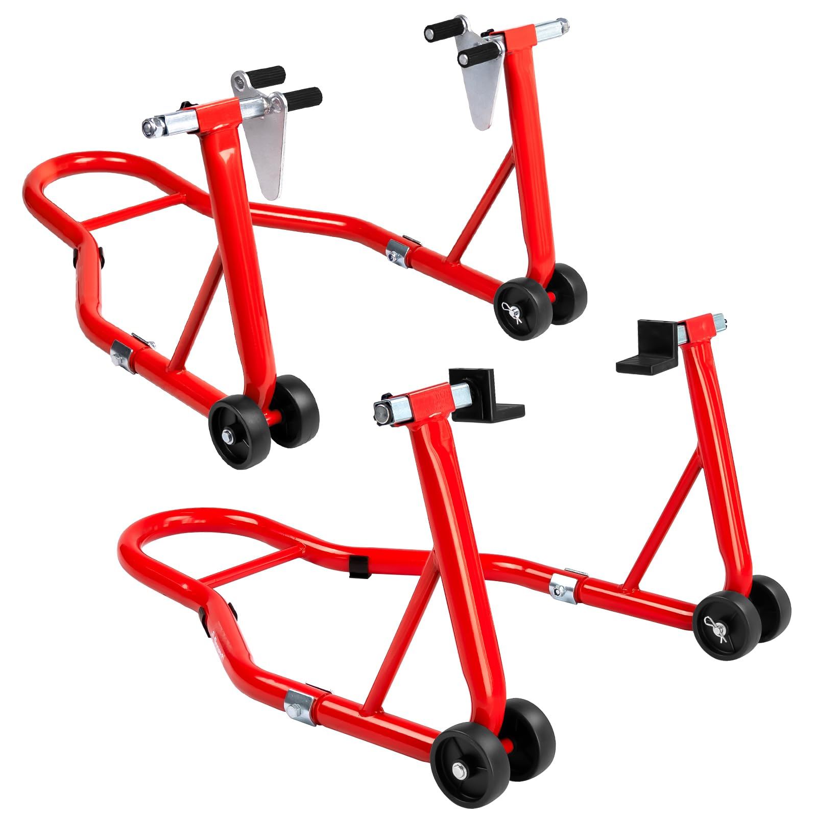 バイクスタンド メンテナンススタンド Donext フロント＆リア 整備用 耐荷重385kg 850LBS レッド
