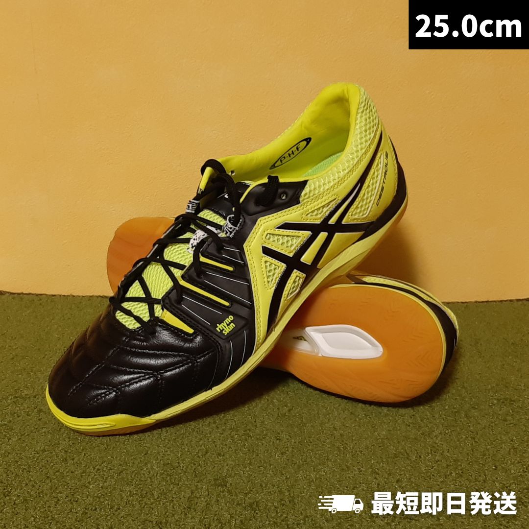 【新品】ASICS アシックス フットサルシューズ デスタッキ 6K 黒×蛍光イエロー TST215（25.0cm）