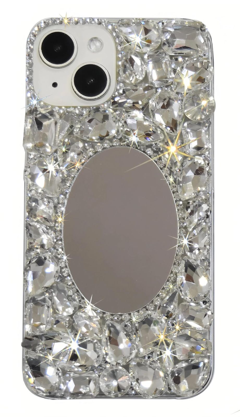 AQUOS Wish4 SH-52E 도코모 SH-M27 라쿠텐 모바일 Ymobile용, 거울이 달린 3D 글리터 메이크업 거울, 반짝이는 보호 케이스, 반짝이는 장식, 라인스톤 커버, 다이아몬드, 실버, 귀엽고 귀엽고 스타일리시한 TZJZ-MSJ
