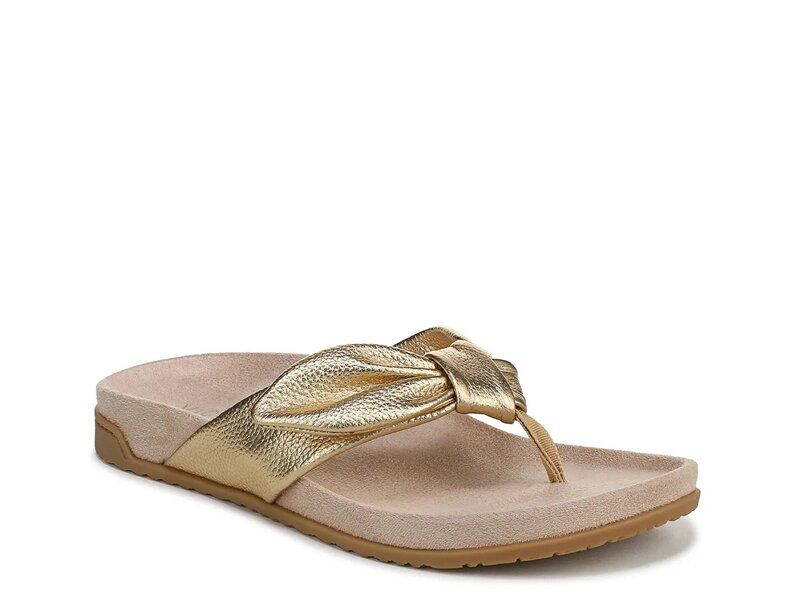 バイオニック レディース シューズ サンダル Vionic EVA Flip Flop Gold Leather ゴールド