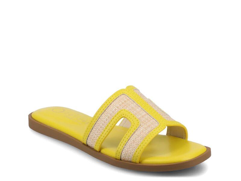 ジャーニー レディース シューズ サンダル Journee Primah Sandal Yellow Raffia イエロー