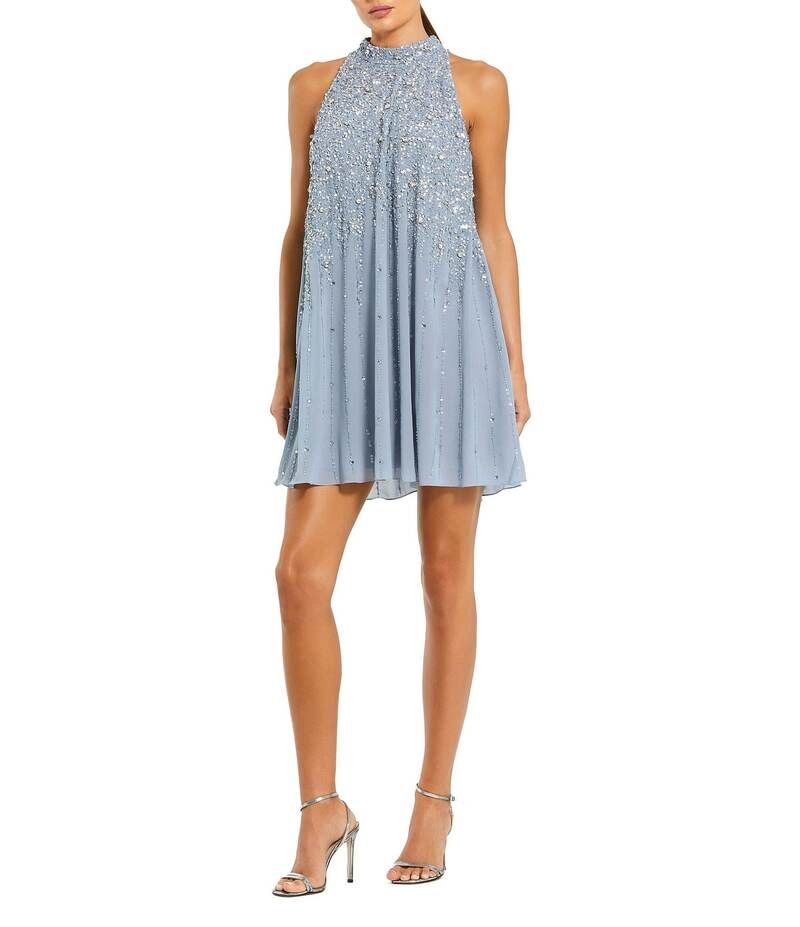 マックダガル レディース トップス ワンピース ハイネック スパンコール ノースリーブ Mac Duggal High Neck Sleeveless Sequin Embellished Trape