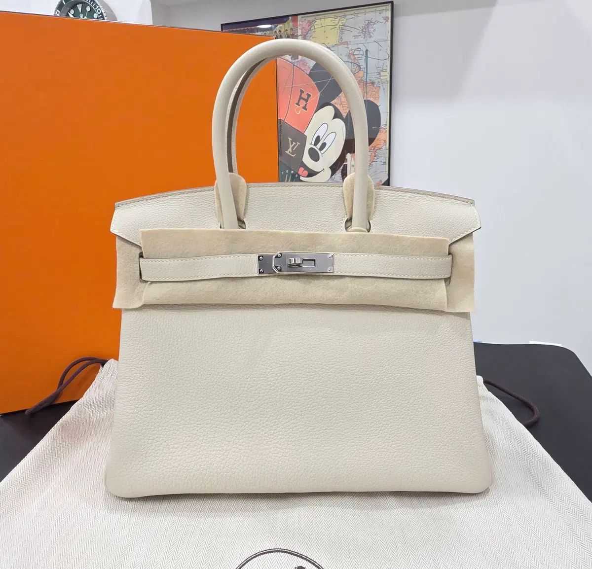 Hermes バーキン30 クレ シルバー金具 バーキン トートバッグ Z刻印 韓国国内 フルセット 出品