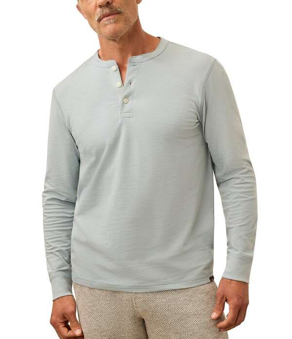 ファレティ メンズ トップス シャツ Faherty Long Sleeve Waffle Henley Shirt Alaskan Blue ブルー