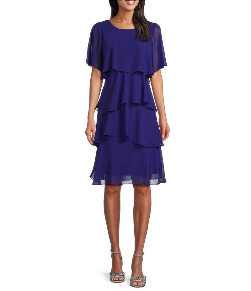 イグナイト レディース トップス ワンピース ティアード シフォン Ignite Evenings Short Sleeve Chiffon Tiered Shift Dress Iris 27,972円