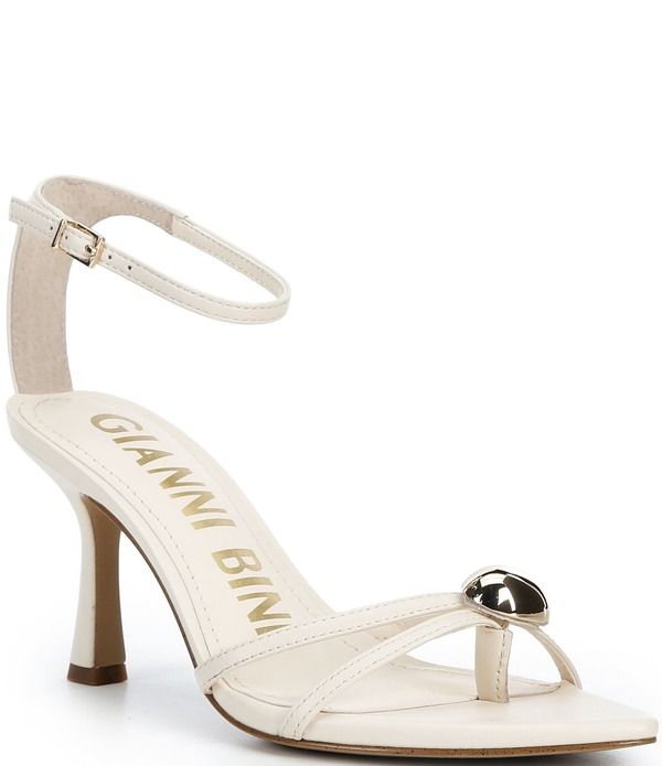 ジャンビニ レディース シューズ サンダル レザー Gianni Bini Phoenix Leather Strappy Gold Ornament Dressandalsweet Cream クリ