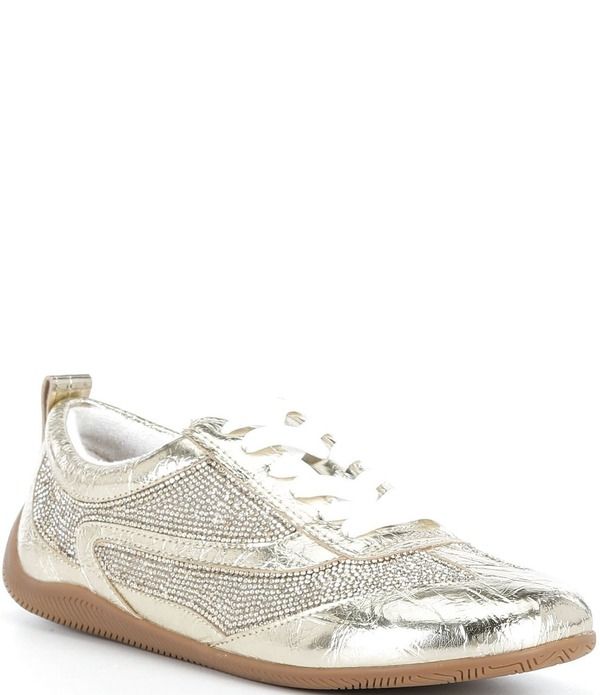 ジャンビニ レディース ボトムス カジュアルパンツ トール スニーカー Gianni Bini Cade Crinkle Metallic and Rhinestone Retro Sneakersa