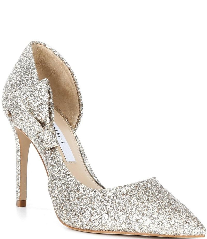 ジャンビニ レディース シューズ ヒール Gianni Bini Sawyer Glitter Bow Pointed Toe Pumps Glitzy Gold ゴールド