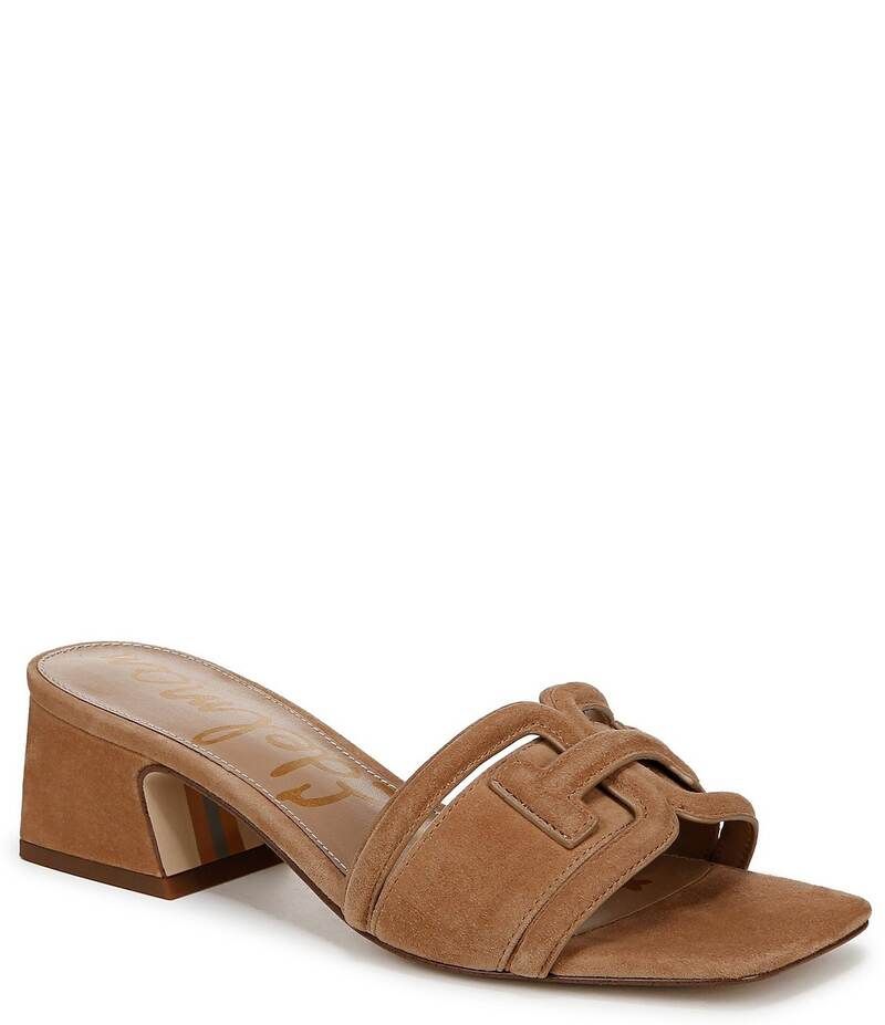 サムエデルマン レディース シューズ サンダル スエード ロゴ Sam Edelman Waylon Suede Double Logo Slide Sandals Cyprus Tan タン