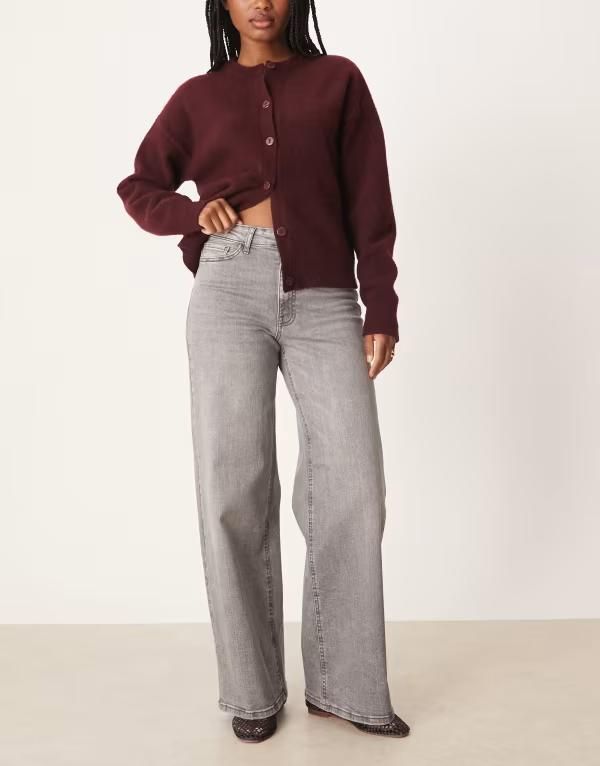 ジェイディーワイ レディース ボトムス デニムパンツ ワイドレッグ ハイウエスト デニム ジーンズ JDY high waist wide leg jeans denim Light gray den