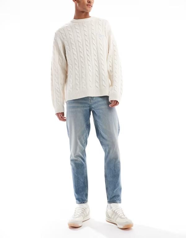 エイソス メンズ ボトムス デニムパンツ テーパードフィット ジーンズ ASOS DESIGN tapered fit jeans in light wash LIGHT WASH BLUE ブルー 12,565円