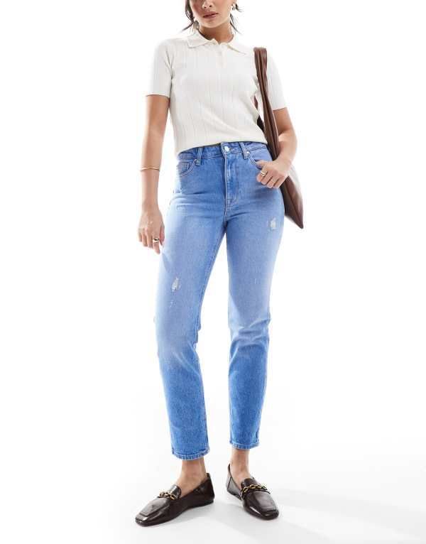 オンリー レディース ボトムス デニムパンツ ストレート ジーンズ ONLY Emily high waisted straight leg jeans with slight distressing