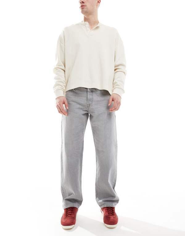 ジャック アンド ジョーンズ メンズ ボトムス デニムパンツ ジーンズ Jack Jones Eddie loose rigid jeans in light gray wash Gray Denim