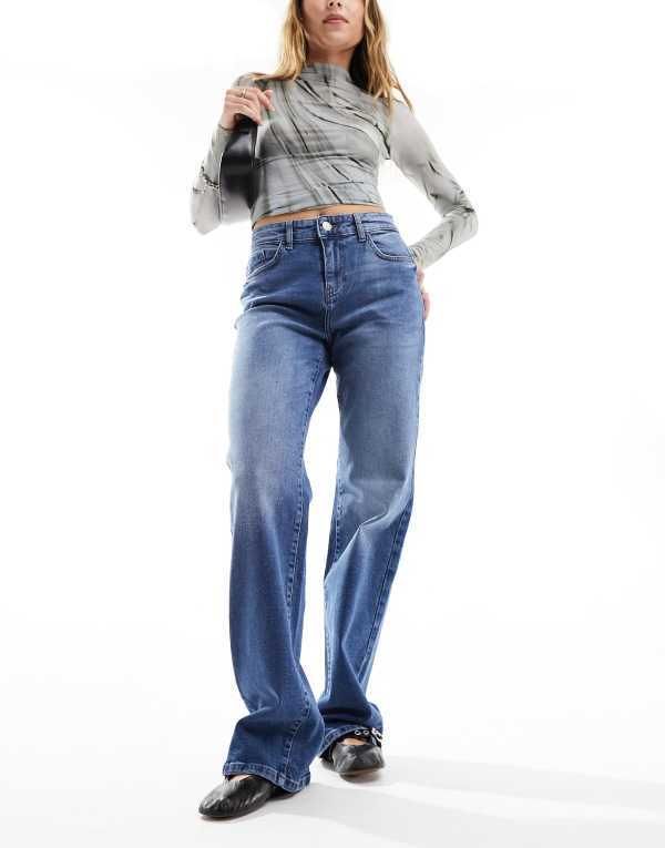 ノイジーメイ レディース ボトムス デニムパンツ ジーンズ Noisy May Yolanda wide jeans in mid wash Medium blue denim デニム