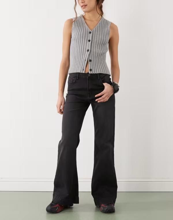 ノイジーメイ レディース ボトムス デニムパンツ ジーンズ Noisy May Rooxy high rise flare jeans Black Denim ブラック