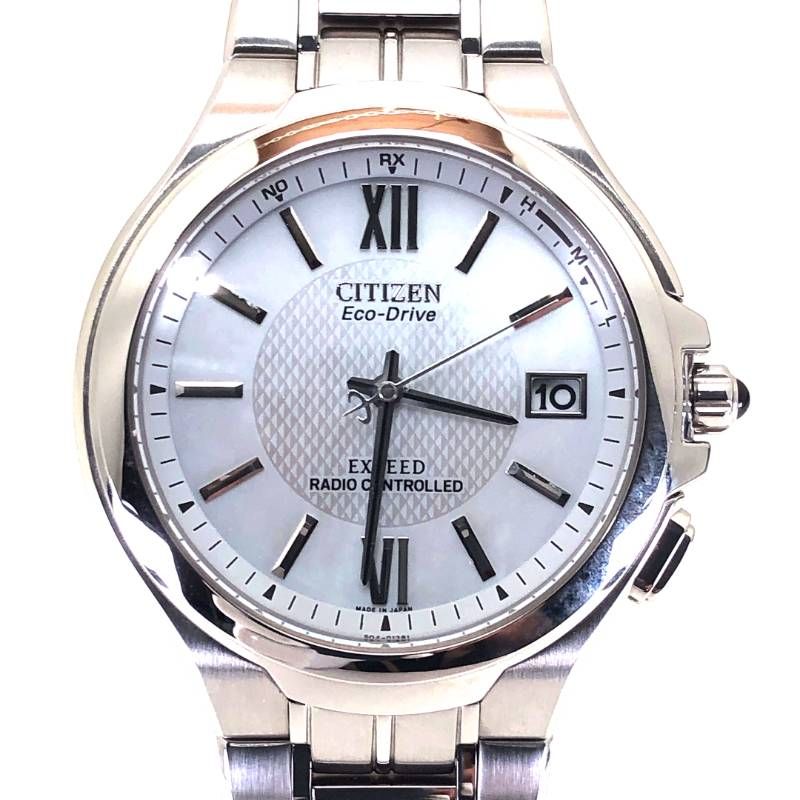 【美品】CITIZEN シチズン／エコドライブ エクシード H410-T003818／ソーラークォーツ／ステンレス／シルバー・ブラック