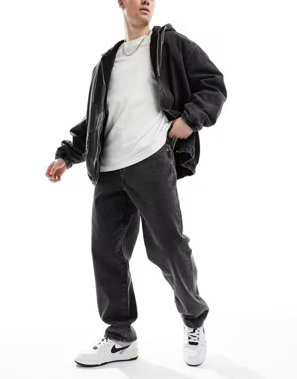 エイソス メンズ ボトムス デニムパンツ ジーンズ ASOS DESIGN baggy jeans in washed WASHED BLACK ブラック