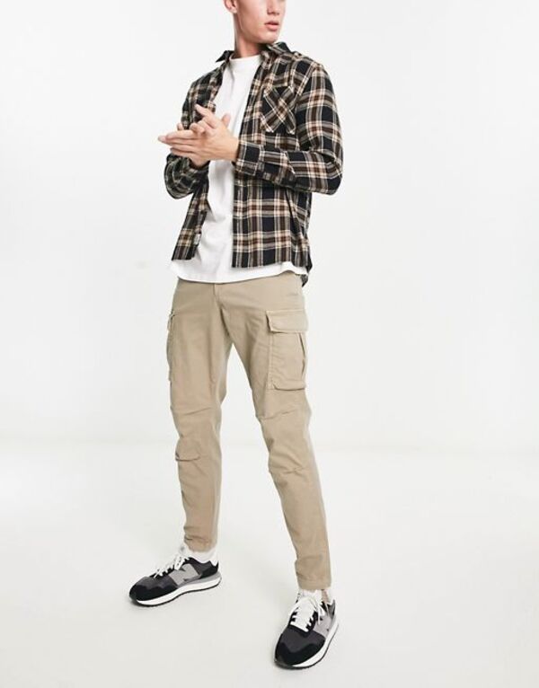 ジャック アンド ジョーンズ メンズ ボトムス カジュアルパンツ カーゴパンツ パンツ Jack Jones Intelligence loose fit washed cargo pants Dun