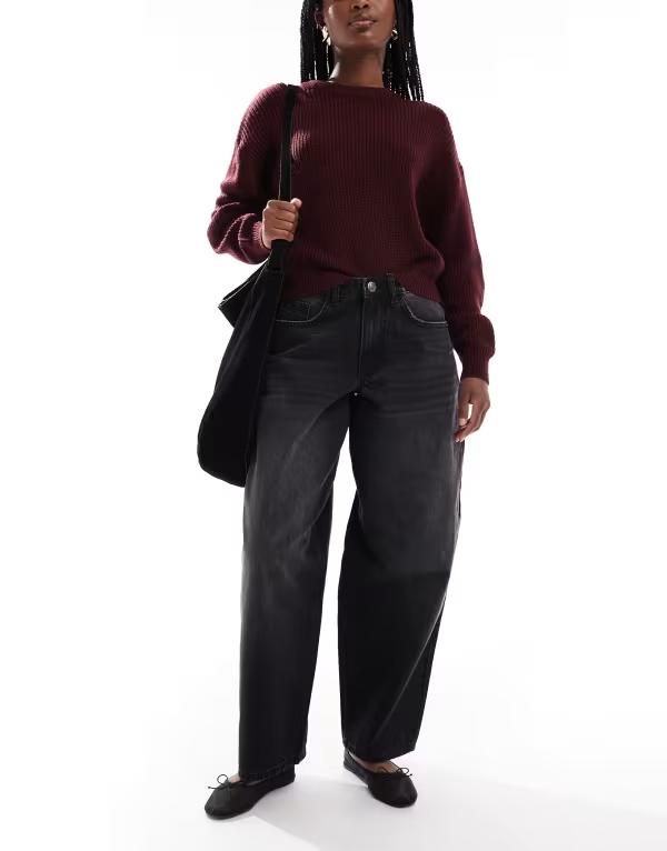 デイジーストリート レディース ボトムス デニムパンツ ローライズ ジーンズ Daisy Street poetic low rise barrel jeans Black ブラック