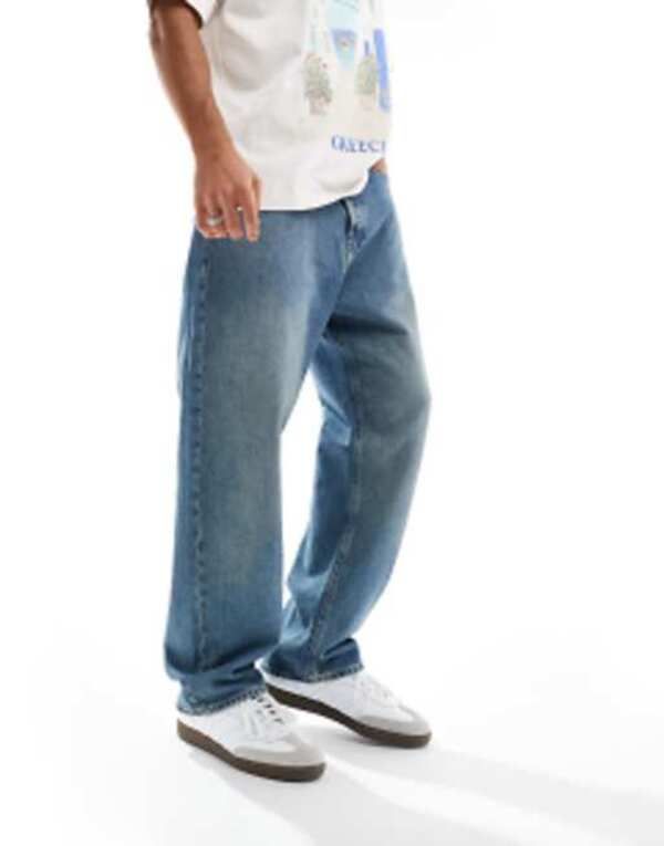 ジャック アンド ジョーンズ メンズ ボトムス デニムパンツ ジーンズ Jack Jones alex baggy fit jeans in mid blue wash Blue Denim デニム