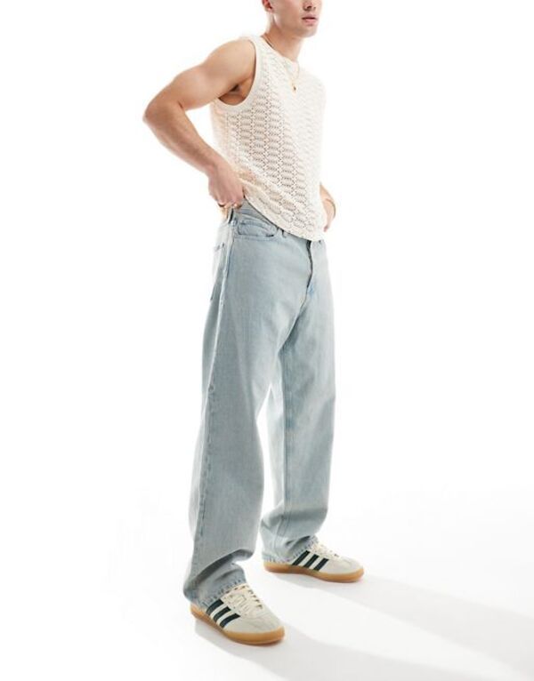 ジャック アンド ジョーンズ メンズ ボトムス デニムパンツ ジーンズ Jack Jones Alex baggy fit jeans in light blue wash Blue Denim デニ