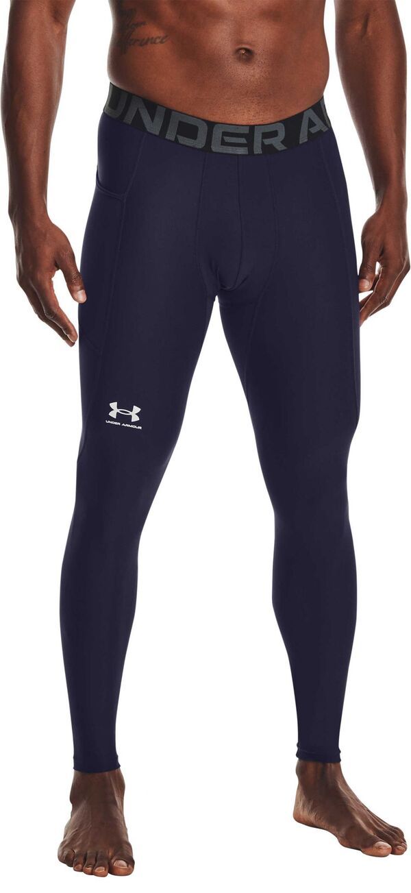 アンダーアーマー メンズ ボトムス カジュアルパンツ レギンス Under Armour Mens HeatGearmour Leggings Midnight NavyWhite ホワイト