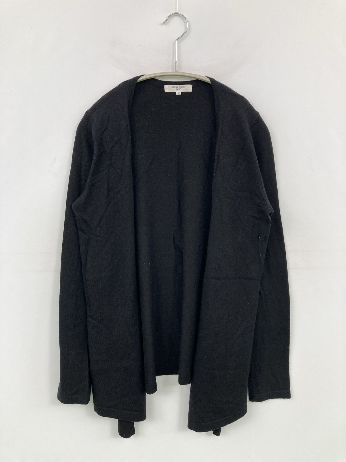 NATURAL BEAUTY BASIC ナチュラルビューティーベーシック カーディガン/ボレロ M ブラック ウール・ニット ナイロン 無地 ミドル丈 長袖 レディース