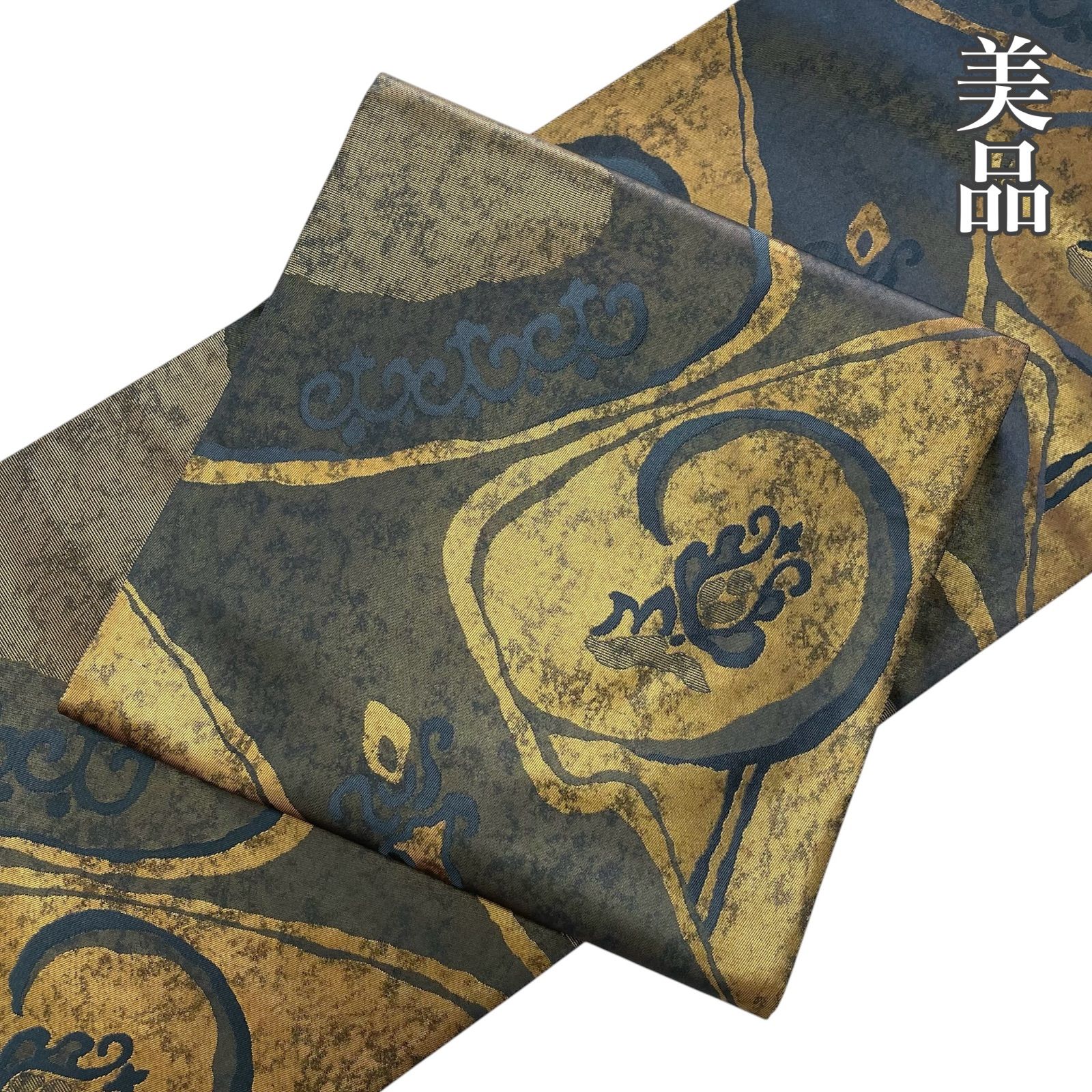 #J1000 美品 袋帯 六通 錦織 金糸 更紗 正絹 和装 和服 フォーマル帯