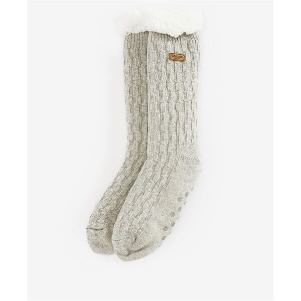 バブアー レディース アンダーウェア 靴下 ニット Barbour Cable Knit Lounge Socks Light Grey Marl グレー