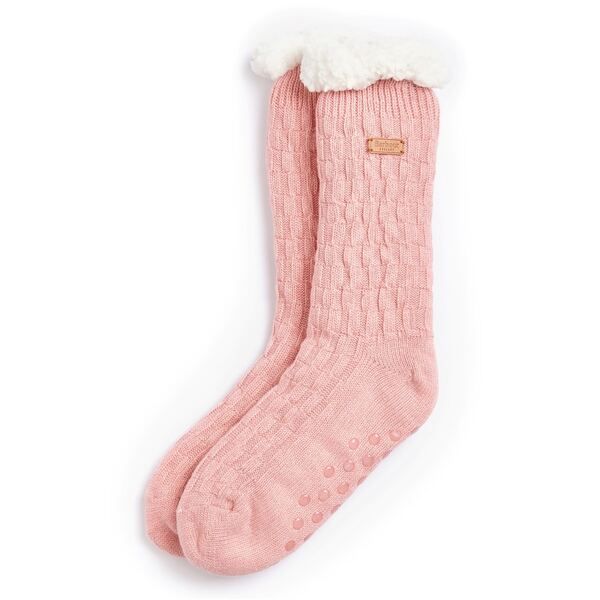 バブアー レディース アンダーウェア 靴下 ニット Barbour Cable Knit Lounge Socks Dusty Pink ピンク