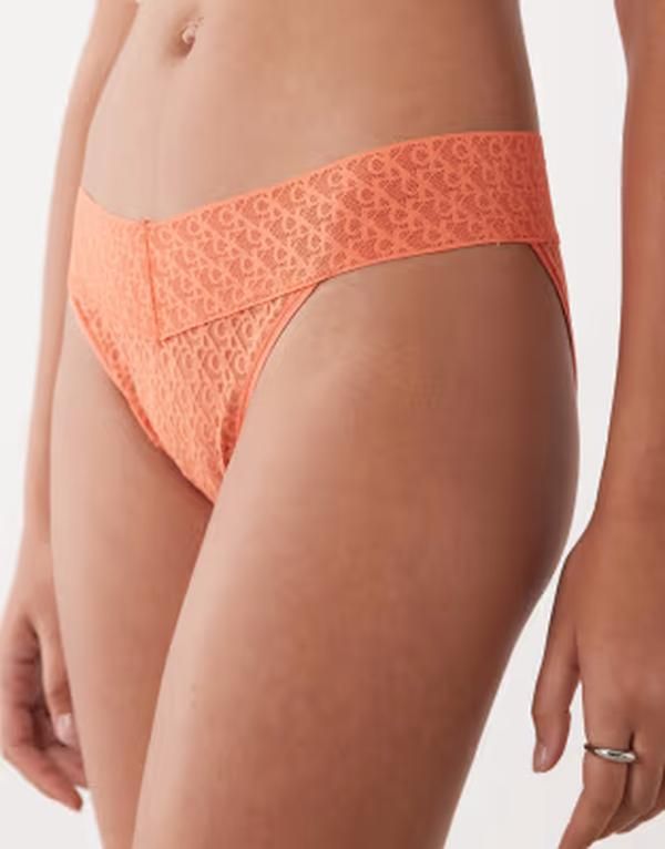 カルバンクライン レディース アンダーウェア ブリーフパンツ ローライズ レース ロゴ Calvin Klein Icon Logo Lace low rise bikini briefs in or