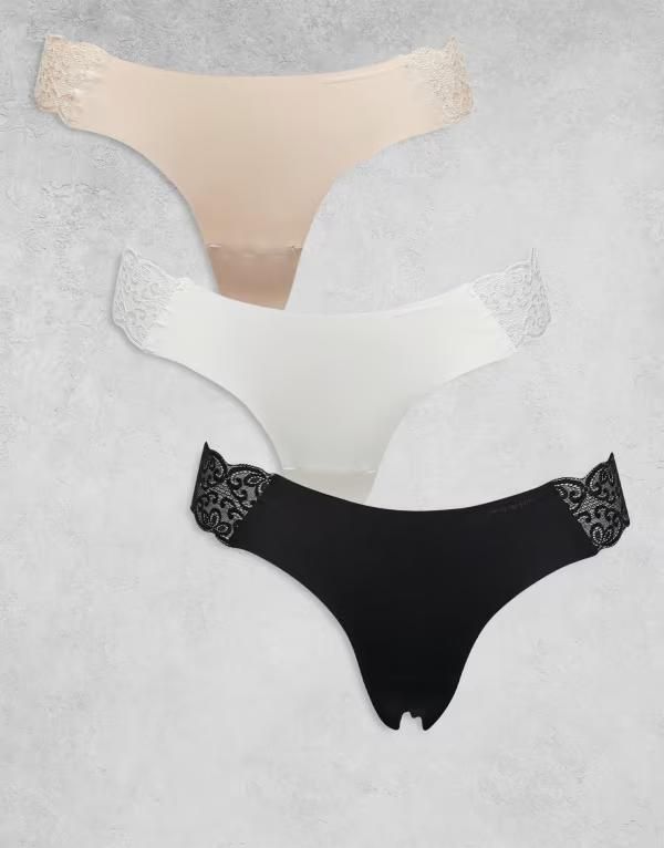 コットンオン レディース アンダーウェア ブリーフパンツ Cotton On 3 pack party panties seamless gstring briefs Multi マルチカラー