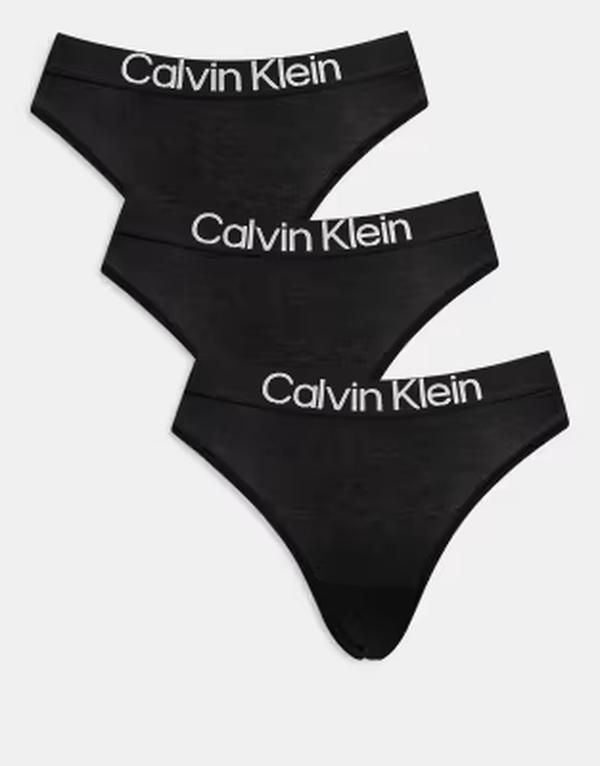 カルバンクライン レディース アンダーウェア ブリーフパンツ コットン Calvin Klein Extra Soft Cotton 3 pack thongs Blackblackblack ブラッ