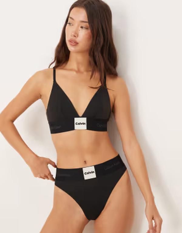 カルバンクライン レディース アンダーウェア ブリーフパンツ ロゴ Calvin Klein Modern Logo patch bikini briefs Black ブラック