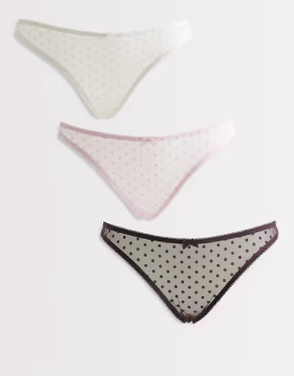 コットンオン レディース アンダーウェア ブリーフパンツ メッシュ Cotton olivia mesh 3 pack briefs white and berry Multi マルチカラー