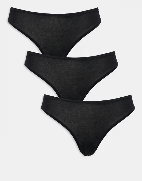 エイソス レディース アンダーウェア ブリーフパンツ コットン ASOS DESIGN 3 pack cotton brazilian briefs Black ブラック