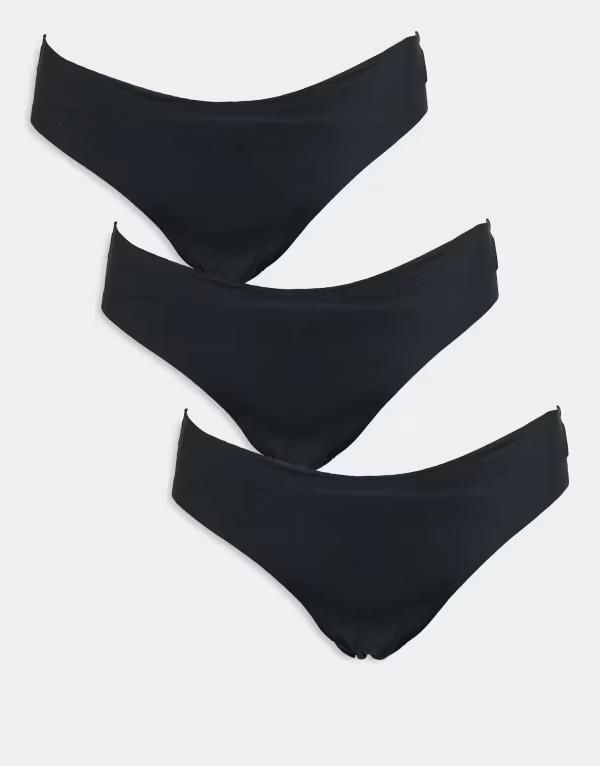 エイソス レディース アンダーウェア ブリーフパンツ ASOS Curve ASOS DESIGN Curve 3 pack no vpl brazilian briefs Black ブラック
