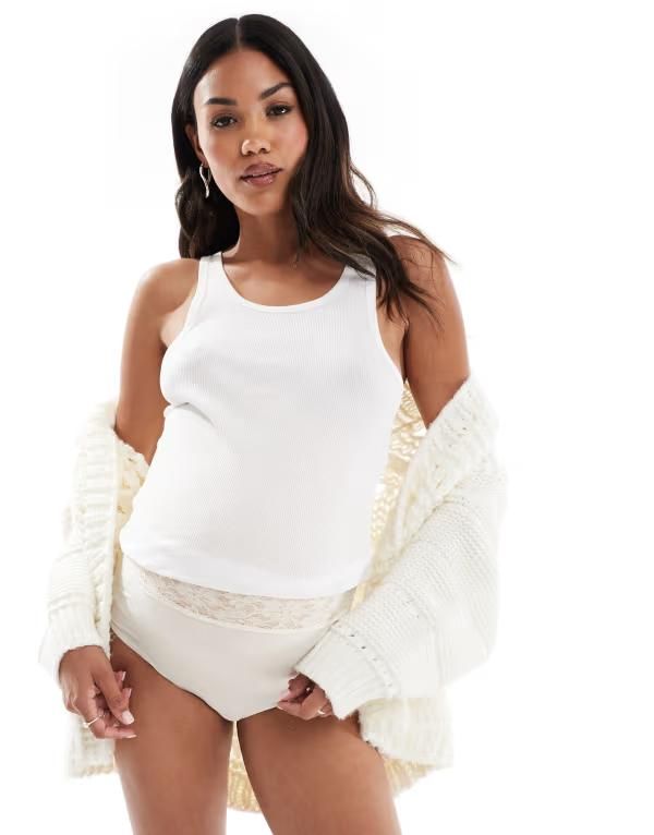 ママライシアス レディース アンダーウェア ブリーフパンツ レーストリム レース マタニティ Mamalicious Mamalicious maternity 2 pack lace trim wa