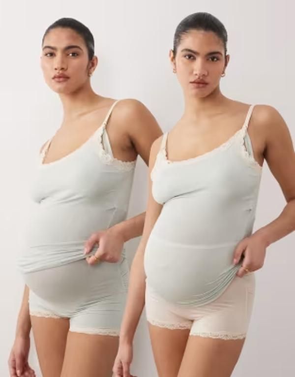 リンデックス レディース アンダーウェア ブリーフパンツ マタニティ Lindex Maternity 2 pack super soft briefs in peachteal ティール