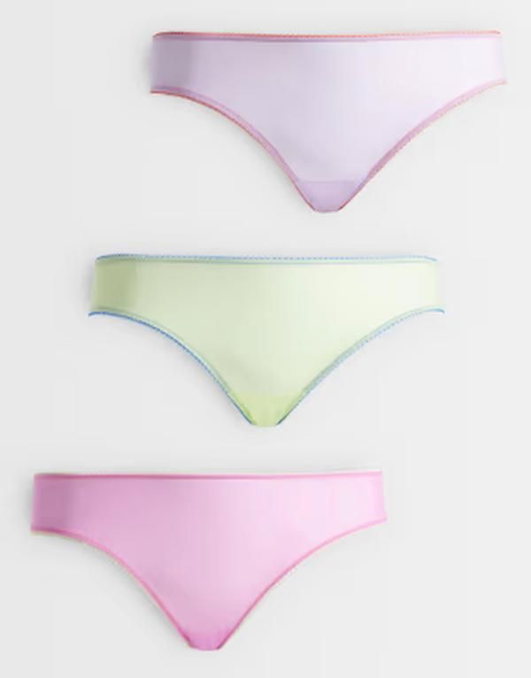 エイソス レディース アンダーウェア ブリーフパンツ メッシュ シアー コントラスト ASOS Curve ASOS DESIGN Curve 3 pack sheer meshigh leg bra