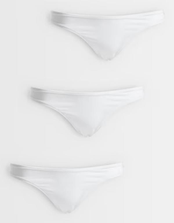 エイソス レディース アンダーウェア ブリーフパンツ コットン ASOS Curve ASOS DESIGN Curve 3 pack cotton thong WHITE ホワイト
