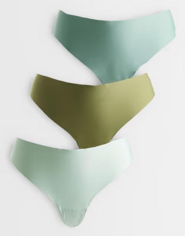 エイソス レディース アンダーウェア ブリーフパンツ ASOS Curve ASOS DESIGN Curve 3 pack no vpl thongs GREEN グリーン