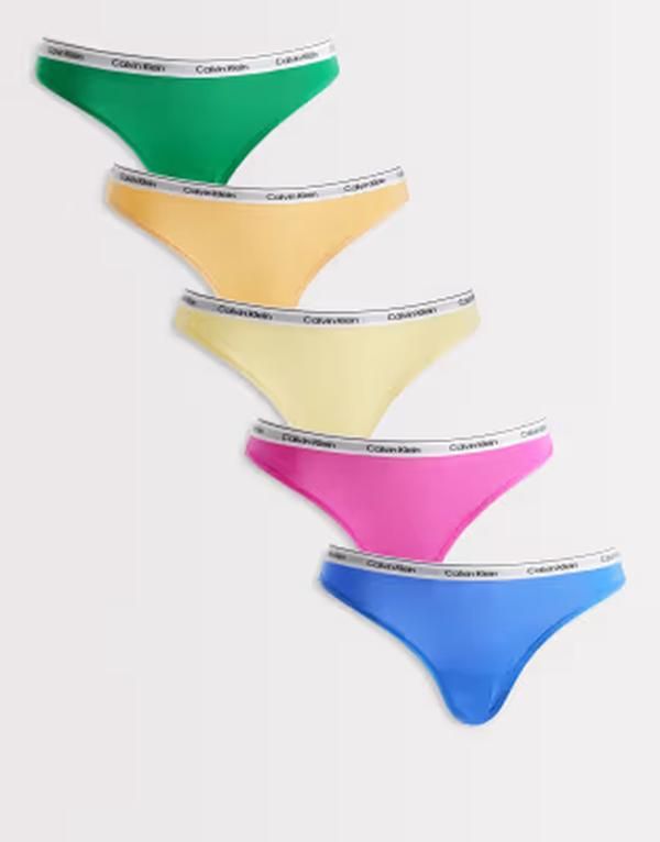 カルバンクライン レディース アンダーウェア ブリーフパンツ ロゴ Calvin Klein Icon Logo 5 pack bikini briefs in multicolor MARDI GR